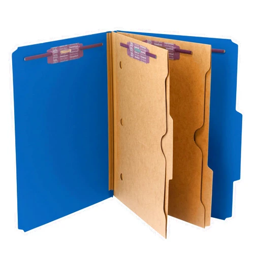 Smead Pressboard Classification File Folder with SafeSHIELD Fasteners, 2 Pocket Dividers, 2