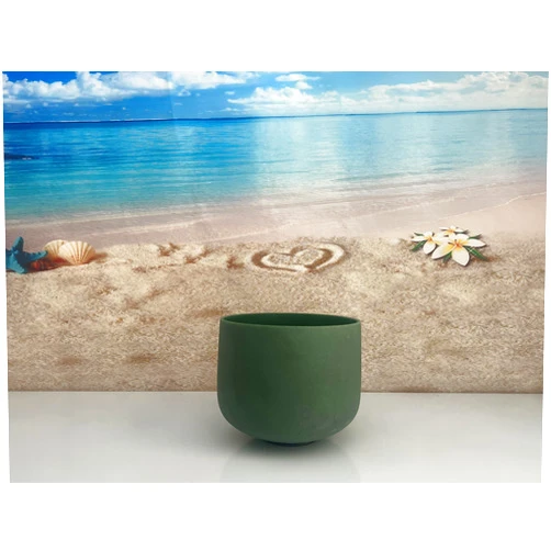 VAMN MAVN Emerald Gemstone Fused Frosted A Third Eye Chakra Quartz Crystal Singing Bowl 8 inch