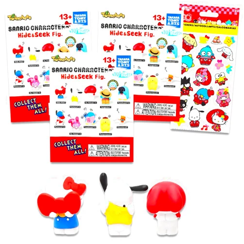 Sanrio Twinchees Blind Bags Hide and Seek Figures Set - 3 Pack Hide and Seek Sanrio Mystery Collectable Figures Featuring Cinnamoroll, Tuxedo Sam, Pochacco, More Plus Stickers | Sanrio Party Favors