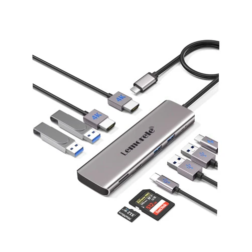 Lemorele USB C to Dual HDMI Adapter, 10-in-1 USB C Docking Station Dual Monitors for Windows, USB C Adapter with Dual HDMI, USB 3.0, 100W PD, USB-C Data,SD/TF for Dell XPS 13/15, Lenovo Yoga,etc