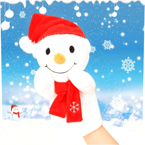 Cuteoy Plush Snowman Hand Puppet Stuffed Animal Toy Open Movable Mouth Creative Role Play Storytelling Plushies Gifts for Kids Toddlers Birthday Christmas