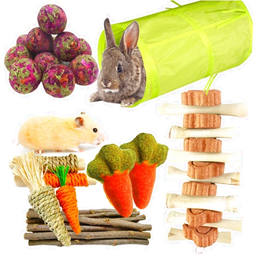 Kunze Land Rabbit Toys, Organic Apple Wood Sticks with Timothy Hay Balls Grass Cakes Loofah Rabbit Chew Toys, 10 Pcs Teeth Care Guinea Pig Toys… (16)