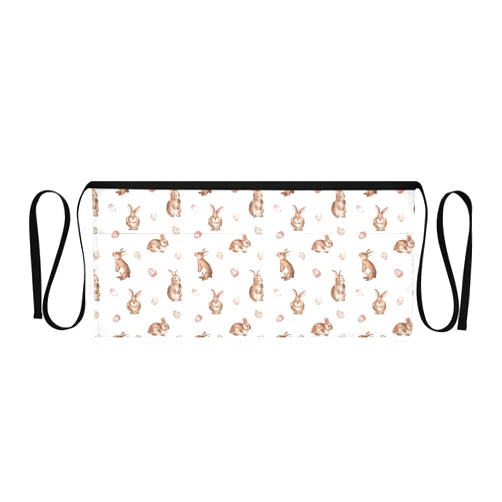 Selerdon Cartoon Rabbits Server Apron Half Waist Aprons Bunny Chef Apron for Women Men Home Cooking