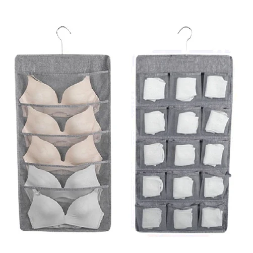 OKUZIEKY Hanging Closet Organizer, Room Organization and Storage for Pantry,Bras,Socks,Underwear,Jewelry,Stockings 20 Pockets Gray
