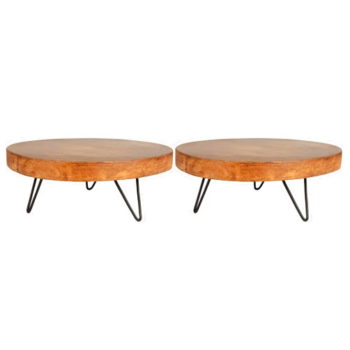Creative Co-Op Decorative Paulownia Wood Pedestal, Dark Brown (Pack of 2)