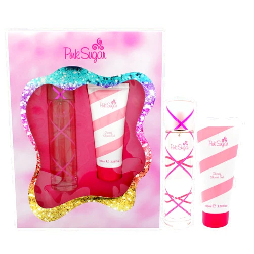 Aquolina Pink Sugar by Aquolina for Women - 2 Pc Gift Set 3.4oz EDT Spray, 3.4oz Glossy Shower Gel