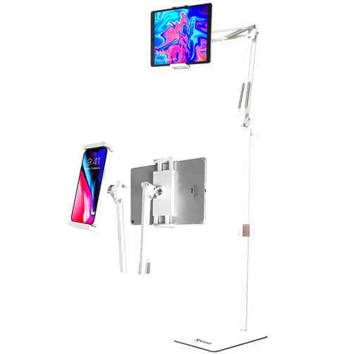 Spessn Tablet Floor Stand, Overhead Bed Phone Mount, Height Adjustable Universal Metal Tablet Holder, Phone Stand for iPad/iPhoneX/iPad Pro 4.5~12.9 Inch-Screen, Phone, Kindle,4.5-12.9