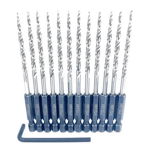 FTG USA Tapered Countersink Drill Bit Set 12 Pc #6 (9/64