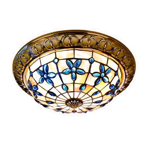 AIBOTY Vintage Tiffany Style Ceiling Lights, Hand-Made Natural Shell Shade 3-Lights Flush Mount Ceiling Lighting Fixture for Bedroom Living Room, E27