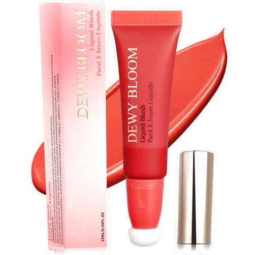 MARBUROLY Liquid Blush Beauty Wand, Matte Cream Face Blushes Stick with Cushion Applicator, Multi-use Makeup Waterproof Blendable Rouge Liquid Blush Stick For Cheeks Glow Dewy Finish (105 Ardour)