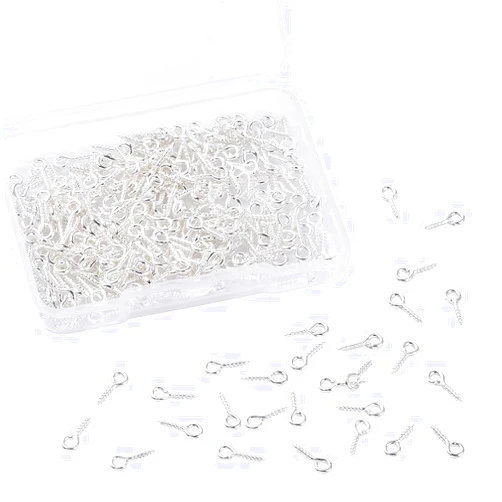 WINBOB 300PCS Small Screw Eye Pins,10 x 5mm Eye pins Hooks,Mini Screw Eye Pin Peg for Arts & Crafts Projects,Self Tapping Screws Hooks Ring for Cork Top Bottles & Charm Bead & DIY Jewelry Making (Silver)