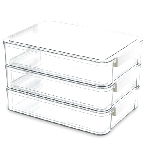 ITYLIFE CITYLIFE Citylife 3 PCS 8.5 x 11 Plastic Storage Bins with Lids and Latches, Portable Project Case for Drawers, Clear Stackable File Box for Organizing A4 Paper, Letters, Documents, Art Supplies, and Crafts