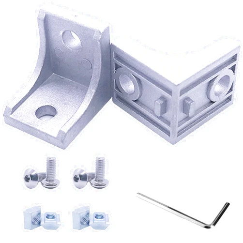 QIJINTRID 20Sets 1010 Series Aluminum Extrusion Connectors,20 pcs 1010 Aluminum Profile Corner Brackets,with 40 pcs Sliding T Nuts and Screws for 1010 Aluminum Extrusion Profile Accessories