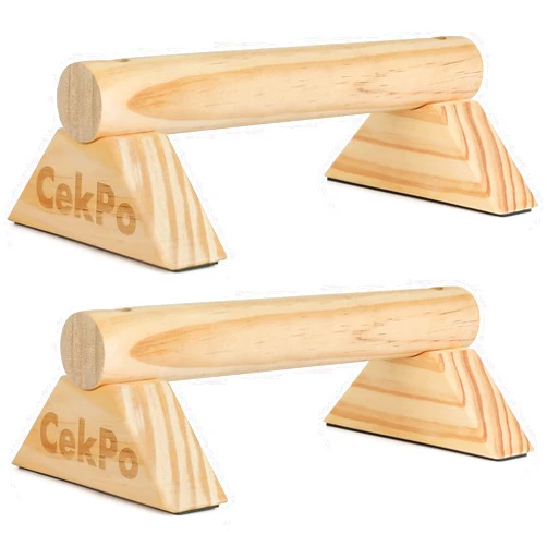 CekPo Push Up Bar Calisthenics Equipment, Solid Wood Parallettes Bars for Floor Use, Perfect Pushup Bar and Handstand Push Up Handles for Men and Women, Durable Wooden Handstand Trainer, XS, Set of 2