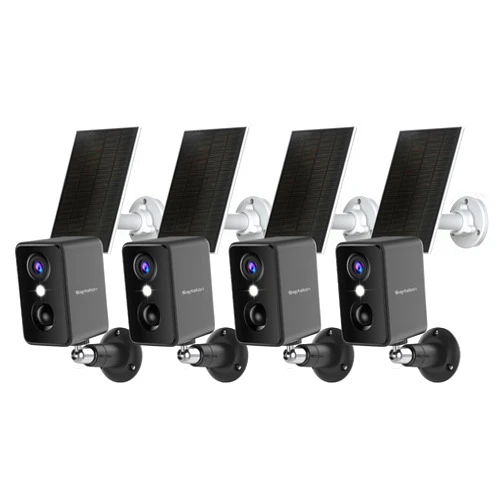 Septekon 2K Security Cameras Wireless Outdoor 4 Pack, Solar Battery Powered Camera with Two Spotlights, PIR Motion Detection Siren, Color Night Vision, 2-Way Audio, IP66 Waterpoof