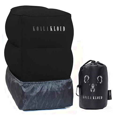 Prazoli Products Koala Kloud Travel Foot Rest - Inflatable Foot Rest Pillow, Airplane Footrest for Flights, Car Seat Foot Rest, Airplane Bed for Toddler Airplane Travel Essentials Kids Travel Accessories, Black