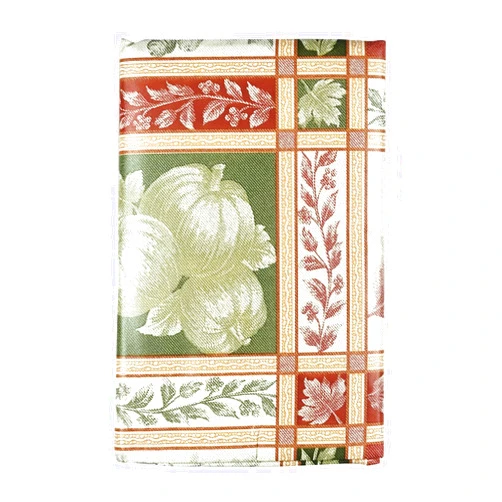 Serafina Home Elrene Fall Autumn Flannel Back Vinyl Tablecloth: Traditional Rustic Country Style Leaves and Pumpkin Plaid Border Design with Holiday Cutout Table Scatter (52