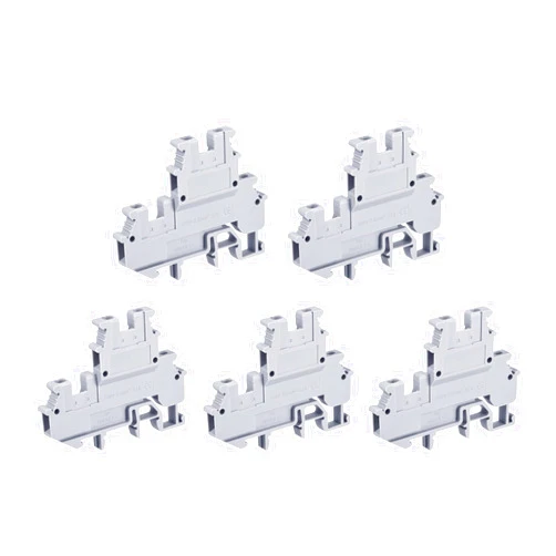 MECCANIXITY DIN Rail Mount Double-Level Terminal Blocks Screw Type Grey MBKKB2.5 Pack of 15