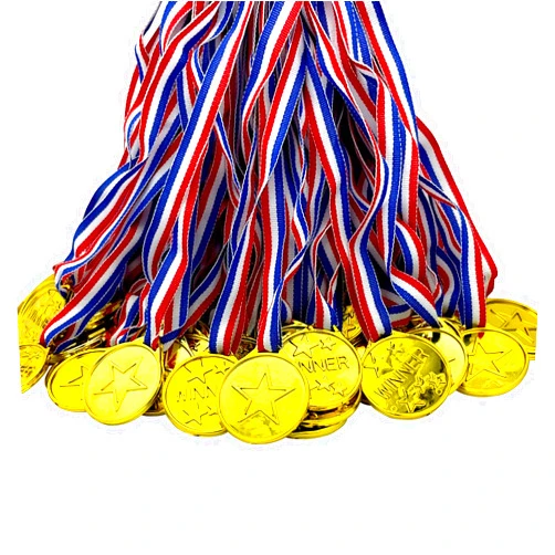 Oisinlas 24 Pcs Plastic Winner Medals Gold Winner Award Medals for Kids School Sports, Soccer Competition, Games, Talent Show, Gymnastic, Party Favors, Dress Up or Celebration Souvenir