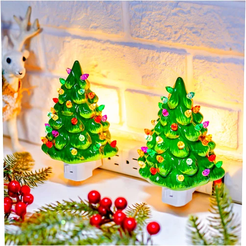 Brightown Ceramic Christmas Tree Night Light - 2 Pack 6