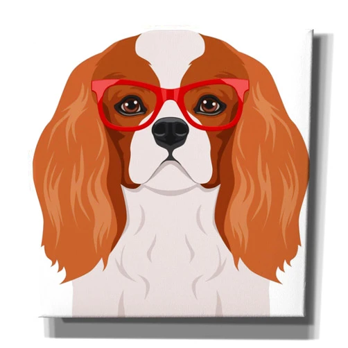 Epic Graffiti 'Cavalier King Charles Spaniel Wearing Hipster Glasses' by Furbaby Affiliates, Canvas Wall Art, 18