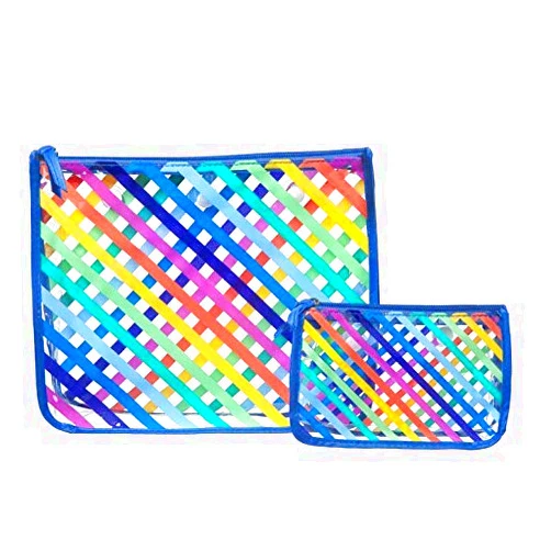 BOGG BAG Clear Designer Zipper Insert (Set of 2) Travel Organizer Storage Pop In Bogg Bag (Stripes)