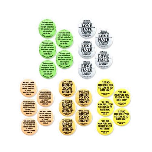 WACKYBUTTONS.COM YOUR SOURCE FOR QUALITY BUTTONS Dr. Martin Luther King Jr. Day Pinback Buttons – MLK Quote Badges for Schools, Events & Black History Month – Inspiring Accessories for Educational Programs & Tribute Events – 2.25 Inch (25-Pack)