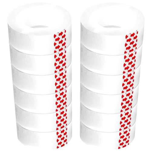 PCKPGON Transparent Tape Refills, 12 Rolls, 3/4 x 1000 Inches, 1 inch Core, Clear Desk Refillable Tape Dispenser Refill Rolls, Glossy Gift Wrapping Tape, Engineered for Home Office School Use
