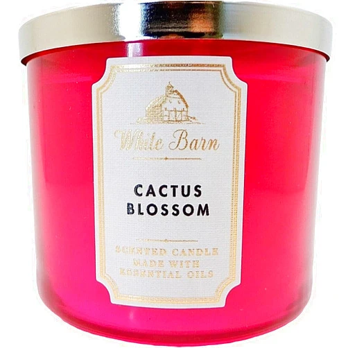 Bath & Body Works White Barn Bath and Body Works 3 Wick Scented Candle Cactus Blossom 14.5 Ounce