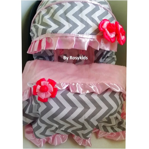 Rosy Kids Infant Carseat Canopy Cover Blanket 4 Pc Whole Caboodle Baby Car Seat Cover Kit C030301