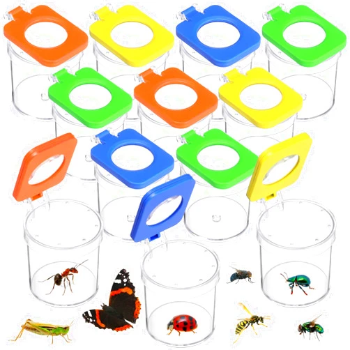 Halloscume 12 Pcs Insect Bug Viewer for Kids Magnifying Insect Box Bug Catcher Magnifier Container Critter Collection Kit Insect Cage Jar for Children Science Nature Exploration Tool