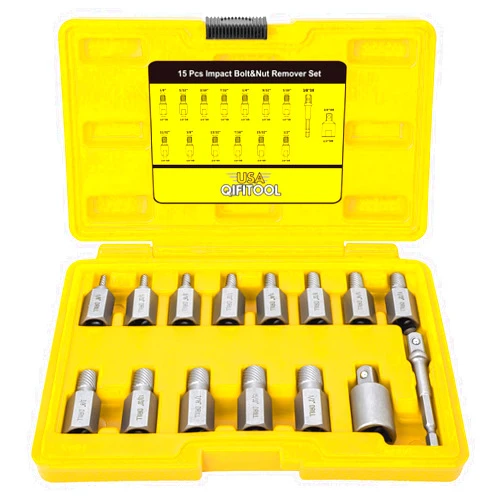 QIFITOOL 15 PCS Screw Extractor Set with 3/8