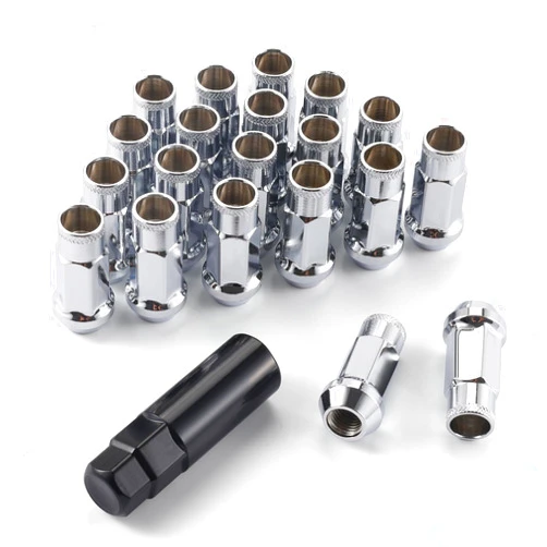 SINGARO 20PCS M12x1.5 Wheel Lug Nuts, Open End Wheel Nuts 40mm, Forged Locknut Racing Nuts, Aluminum Wheels Rims Lug Nuts (Silver)