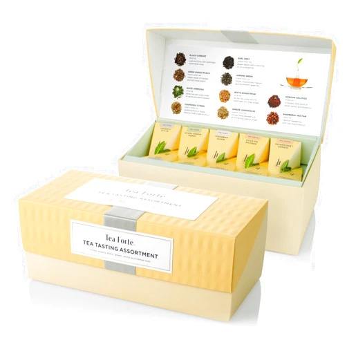 Tea Forte Presentation Box, Tea Sampler Gift Set, Assorted Variety Handcrafted Pyramid Infuser Bags (Asst Tea Tasting), 20 Count (Pack of 1)