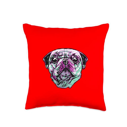 Bäume Meditieren, lustige Bayern Sprüche Rainbow Pug Dog Comic Drawing for Men Women Children Throw Pillow, 16x16, Multicolor