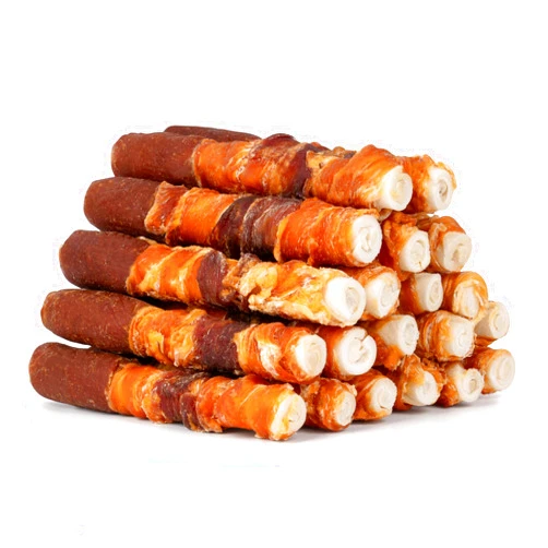 MON2SUN Dog Treats, Triple Flavor 6 Inch Chicken Liver Chicken Duck and Chicken Wrapped Rawhide Sticks, Teeth Cleaning Dog Snacks for Medium Dogs, 35.27 oz (20 Count-Pack of 1)