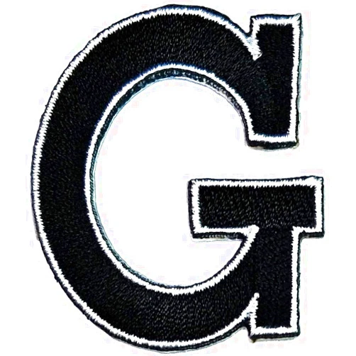 ADKP 2 INCHES Black Letter G Patch White Border Text Words English G Alphabet Letters Name A to Z Iron On Patches Embroidered Decorative Repair Jacket T Shirt Hat Bag 1.5X2 INCH