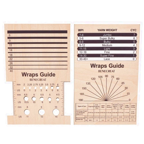 BENECREAT 2Pcs Rectangle Wooden Knitting Needle Gauge, Yarn Wrap Guide Board Knitting Tool for Spinners Yarn Measuring Crochet Accessories