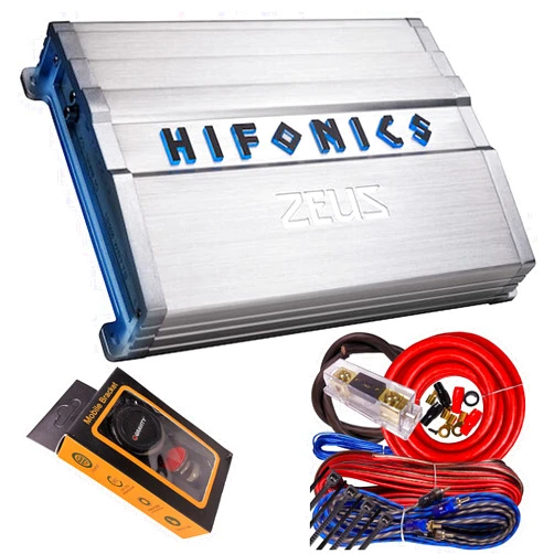 Hifonics ZG-1200.1D Zeus Gamma 1 Channel Super D Class 1200 Watt Car Audio Sound System Subwoofer Speaker Amp Amplifier with Gravity Magnet Phone Holder and 4 Gauge Kit Red Bundle