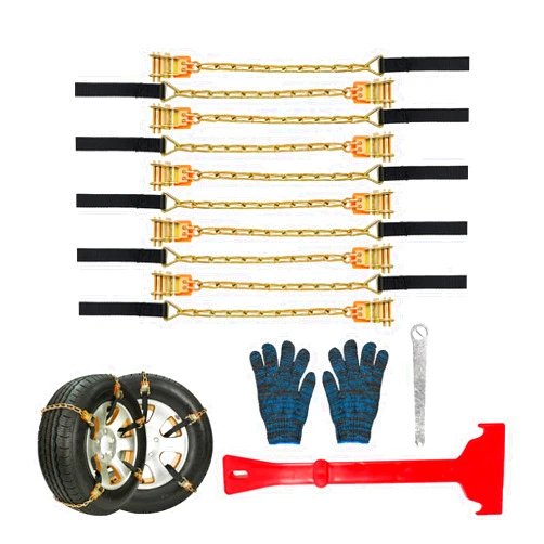 FUN-DRIVING 10 Pack Snow Tire Chains,Emergency Security Chains Anti-Skid for Car SUV,Truck of Tire Width 215-285 mm (8.5-11.2 inch),Heavy Duty,Adjustable with Newst High-Level Quenching Technology