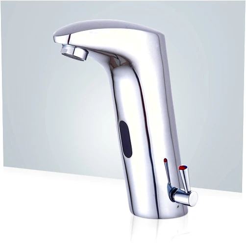 Fontanashowers Fontana Showers Milan Commercial Temperature Control Automatic Motion Sensor Faucet - FS-D508DC-B Contemporary Style Deck Mount Solid Brass Without Mixer Cold Water Sensor Faucet - Chrome Finish