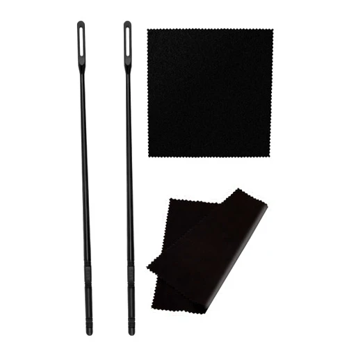 SAVITA 4pcs Flute Cleaning Kit, 2pcs Flute Cleaning Rod and 2pcs Flute Cleaning Cloth Flute Cleaning Swabs Flute Cleaning Supplies for Flute Cleaning and Polishing (Black)