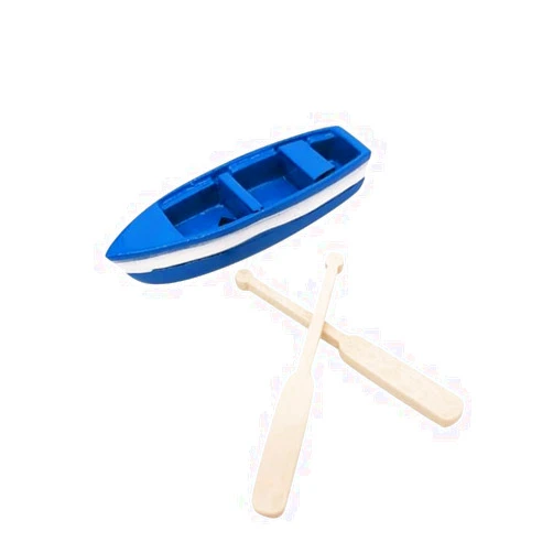 Tustao Mini Rowboat Mini Tiny Wooden Boat with Oars for Fairy Garden Kits for DIY Fairy Garden Dollhouse Decoration, Miniature Dollhouse Boat with Oars Canoe Model Figurines Accessories