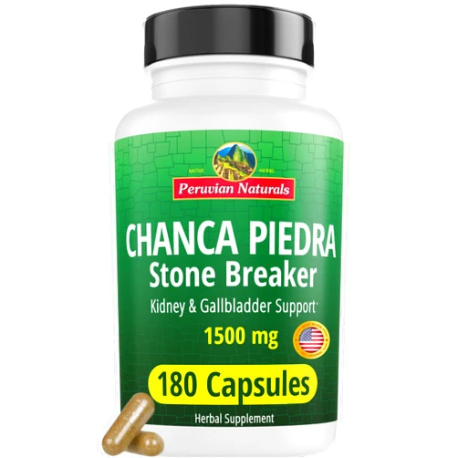 Peruvian Naturals Chanca Piedra Stone Breaker 180 Capsules - Kidney Stones Dissolver, Liver Detox, & Gallbladder Supplements 1500mg per Serving Chancapiedra Stonebreaker Urinary Tract for Women & Men