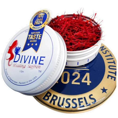 Divine Healing Saffron Saffron Threads - 100% Fresh, Pure Saffron from Afghanistan - Premium Award Winner Red Saffron Threads for Cooking Spanish Rice Paella & Risotto, Golden Milk, Tea & More - Divine Healing Saffron, 1g