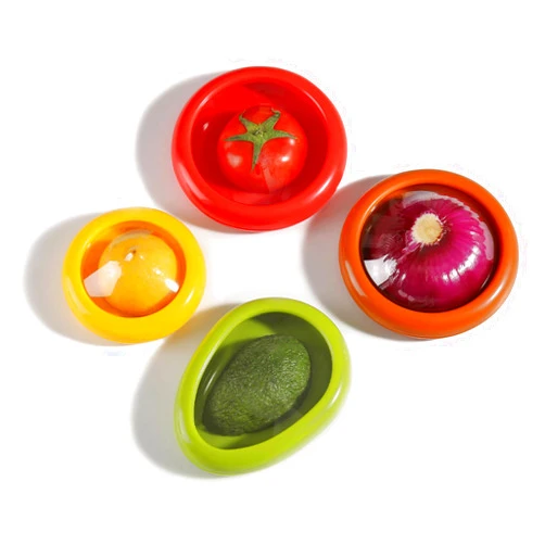 Gefeier Silicone Fruit Storage Box,Avocado Saver,Reusable Silicone Food Savers,for Onions,Lemons,Potatoes,etc (4PCS)