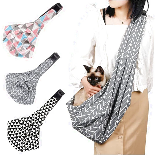 JiangYanus Pet Dog Sling Carrier, Adjustable Strap Hands Free Pet Puppy Travel Bag Backpack with Pocket for Dog Cat Outdoor Travel (Adjustable Buckle for Under 10 lbs, Grey Wave)