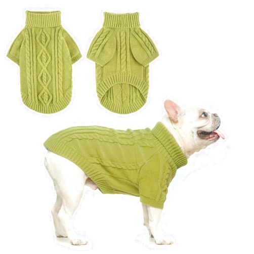 BEAUTYZOO Small Dog Sweater, Dog Sweatshirt Pullover Cable Knitwear, Classic Turtleneck Thick Cold Weather Dog Clothes for Small Medium Dogs Puppy Girl Boys Chihuahua, Bulldog, Dachshund, Pug, Yorkie