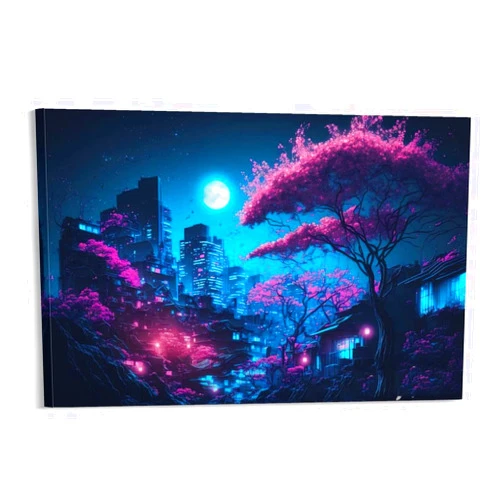 Wangyao99966 Anime Poster - Futuristic Neon Poster Cool Poster Neon City Cyber ​​City Lights Canvas Canvas Art Poster and Wall Art Picture Print Modern Family Bedroom Decor Posters 12x18inch(30x45cm)