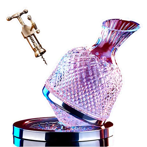 QANQIUPLE Spinning Wine Decanter, 1500ML Crystal Spinning Decanter Set with 360° Rotation - Gift for Men Women Wine Lovers